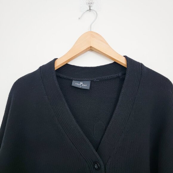 Lazy Oaf Happy Face Crop Cardigan Black Small - Picture 3 of 7